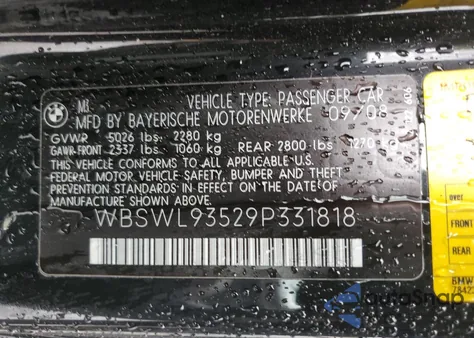 2009 BMW M3 from USA, damaged, VIN WBSWL93529P331818